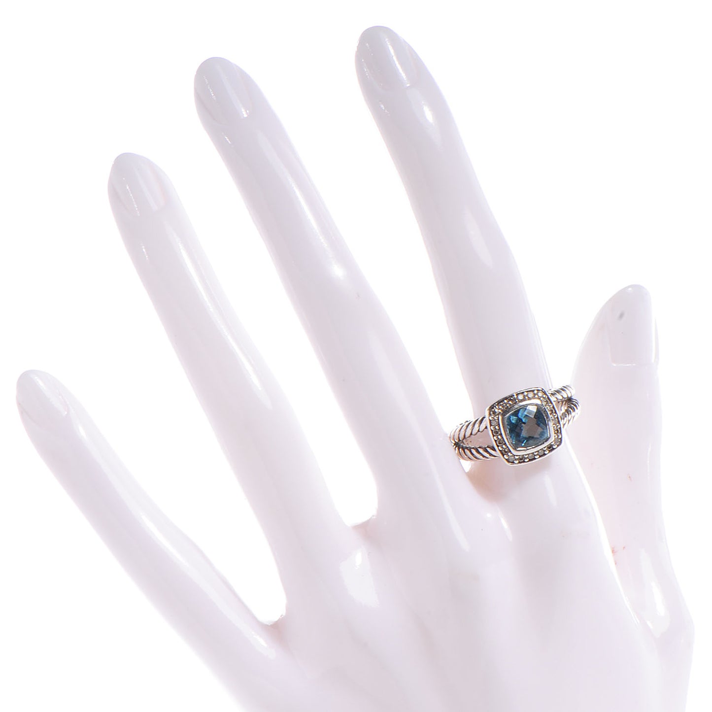 Sterling Silver Diamond Blue Topaz 7mm Petite Albion Ring 54 7