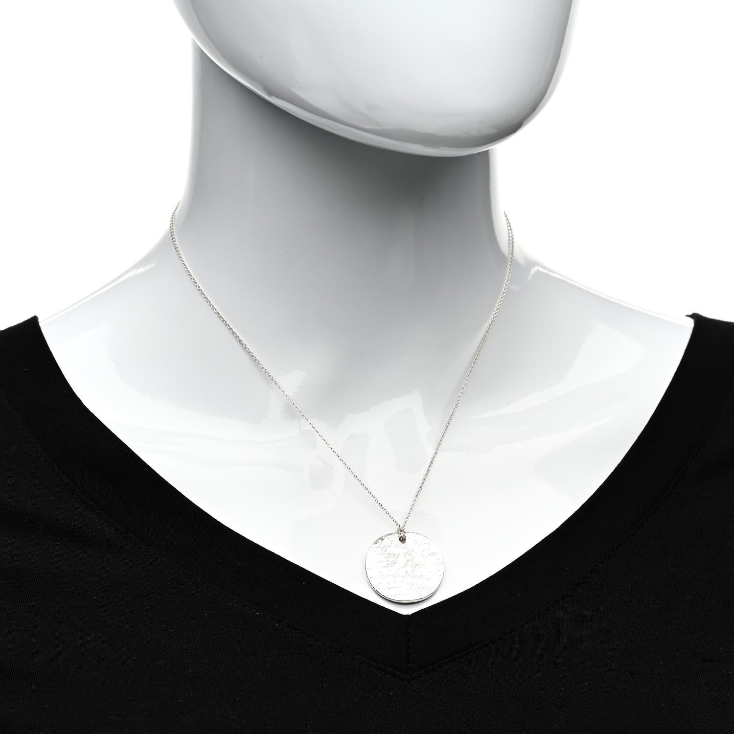 Tiffany Sterling Silver Notes Round Pendant Necklace 2 of 4