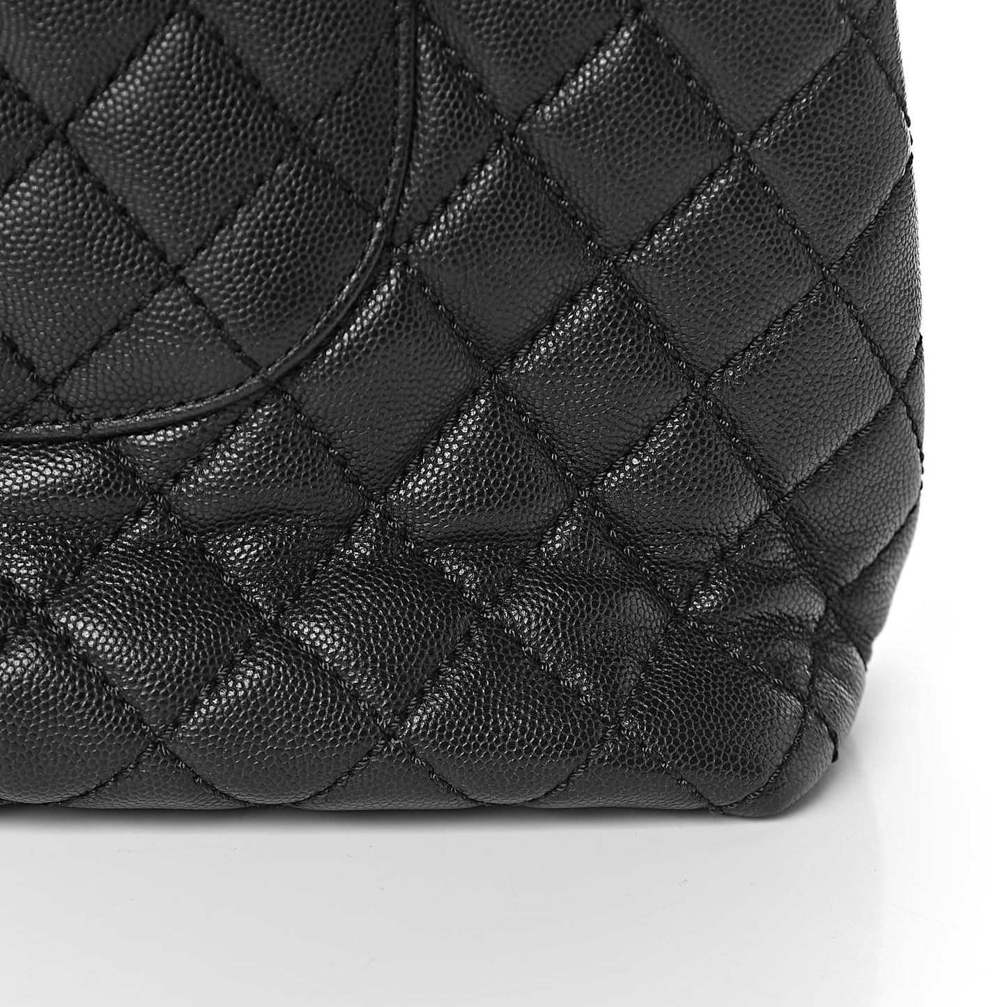 Caviar Quilted Large Coco Handle Flap Black