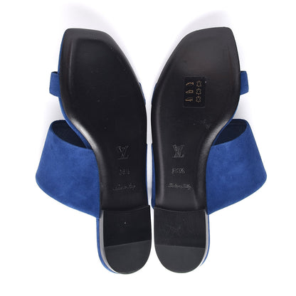 Louis Vuitton Suede Bayfront Mule Sandals 36.5 Blue Nuit 5 of 8