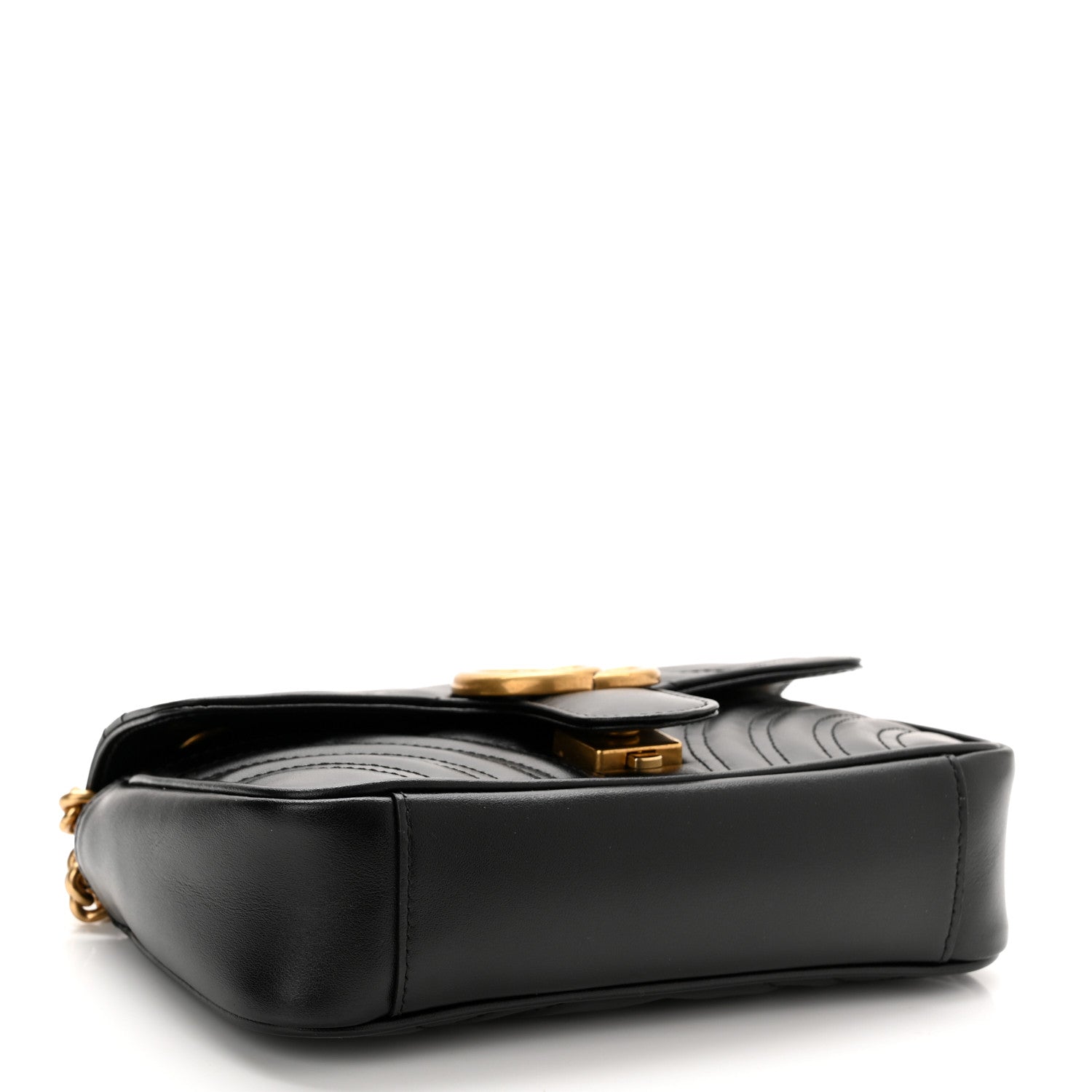 Gucci Calfskin Matelasse Mini GG Marmont Shoulder Bag Black 4 of 10