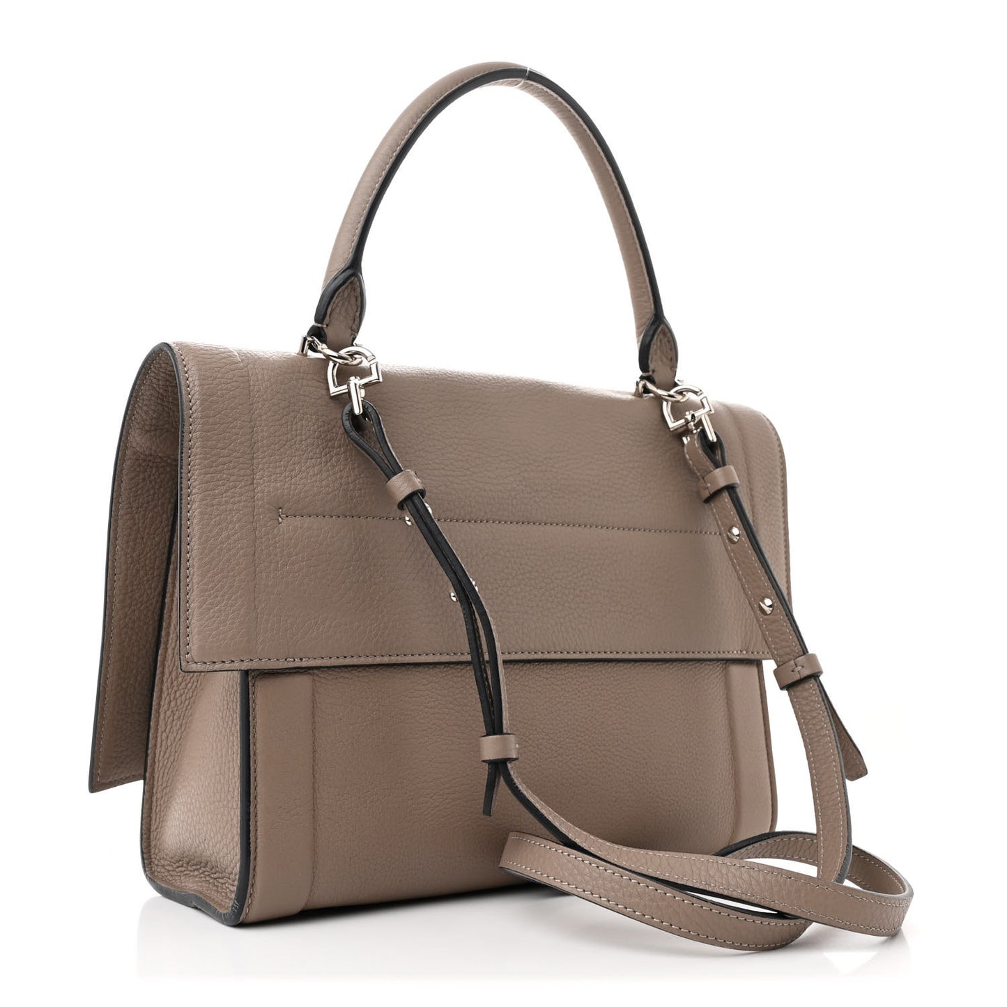 Grained Calfskin Small Shark Lock Satchel Mastic