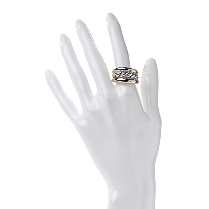 David Yurman Sterling Silver Bronze Brass Pure Form Three-Row Ring 55 7.25 2 of 6