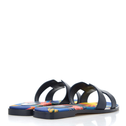 Hermes Calfskin Oran Sandals 37.5 Bleu 4 of 20