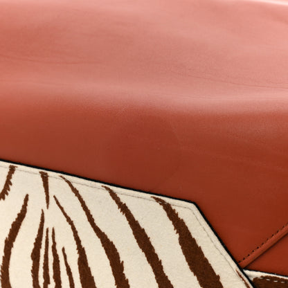 Celine Smooth Calfskin Felt Zebra Printed Oversized Twisted Cabas Chalk Brick 13 of 14