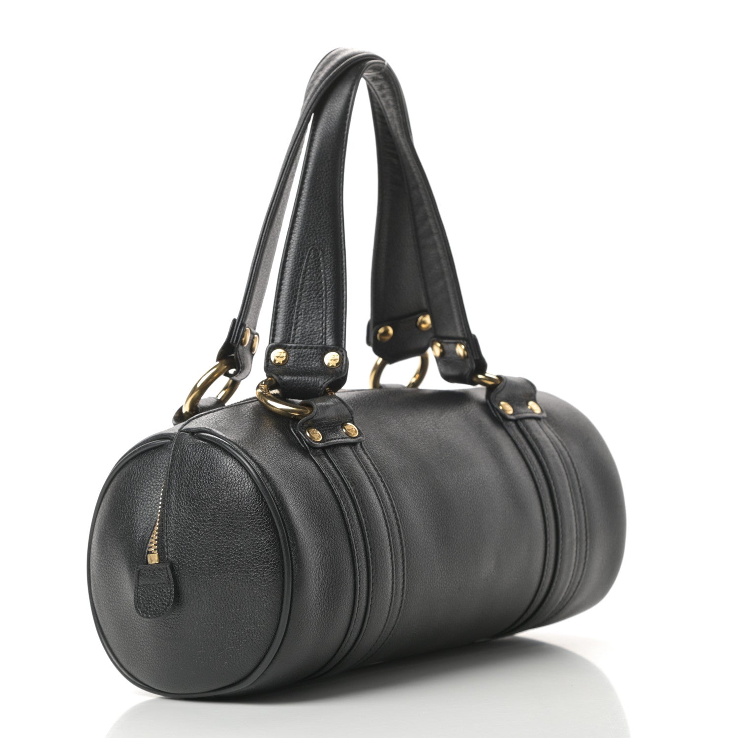 MCM Grained Calfskin Studded Heritage Barrel Bag Black 3 of 10