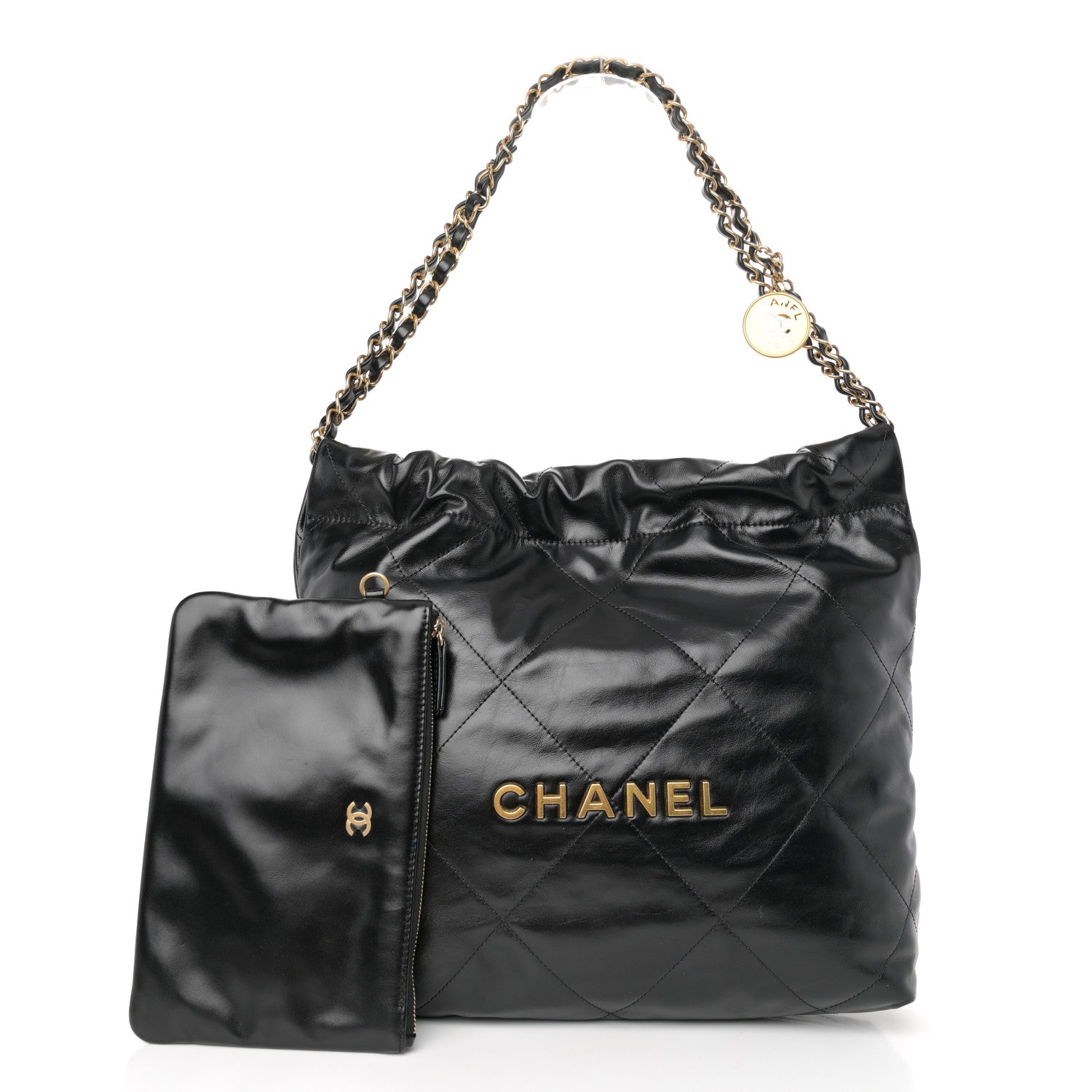 Chanel Shiny Calfskin Quilted Small Chanel 22 Black 3 of 11