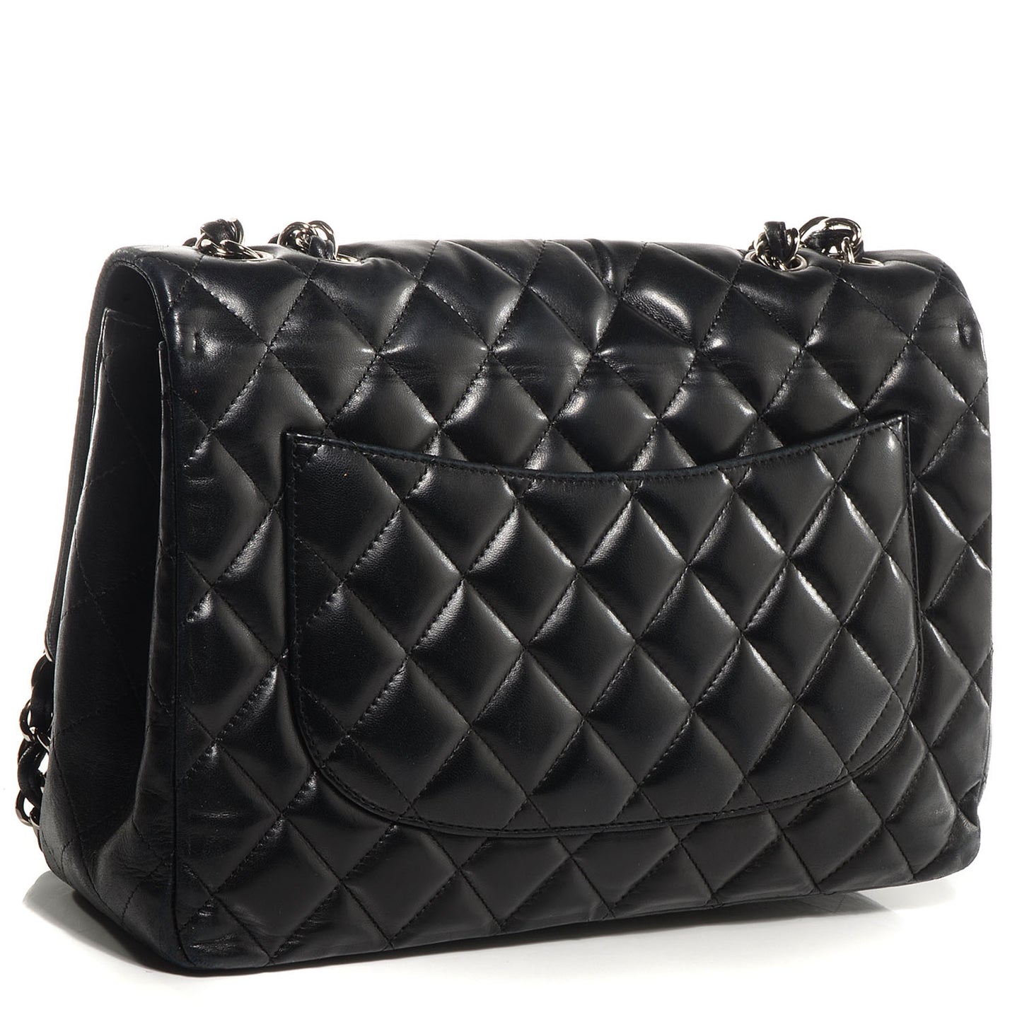 Lambskin Quilted Jumbo Single Flap Black