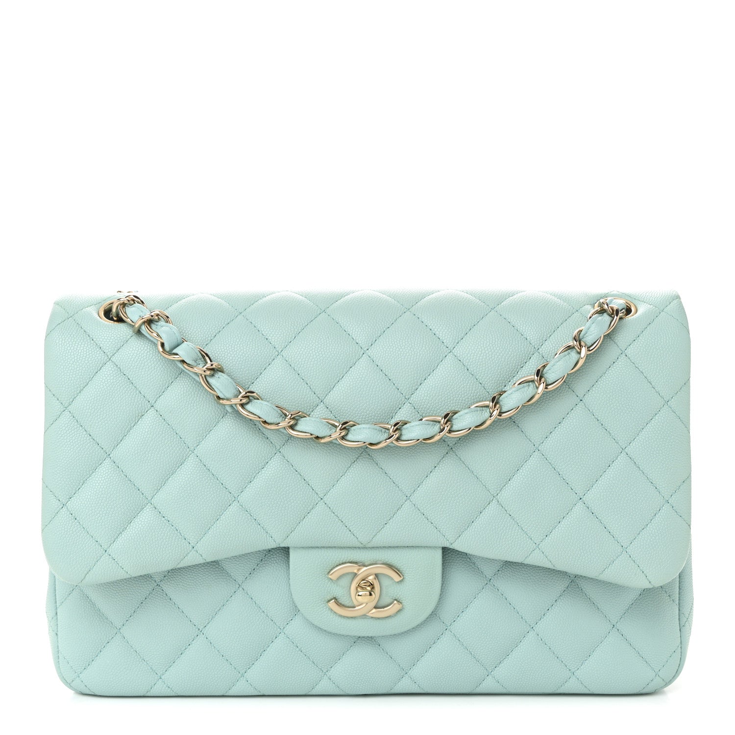 Chanel Caviar Quilted Jumbo Double Flap Light Blue 2 of 19
