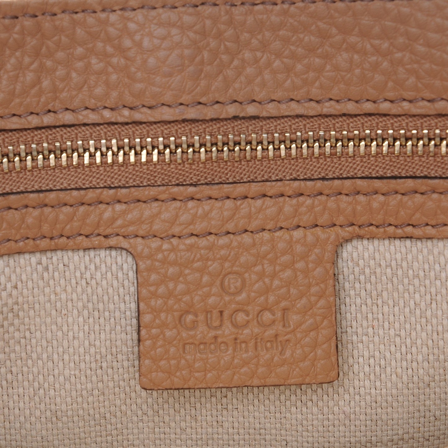 Pebbled Calfskin Medium Soho Flap Crossbody Camelia