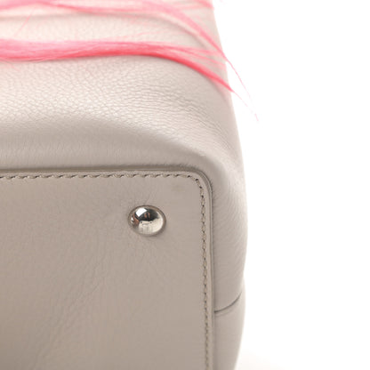 Fendi Vitello Dolce Fox Goat Bi-Color Sad Eyes Mirror Charm Petite 2Jours Tote Grigio Polvere Black 12 of 16