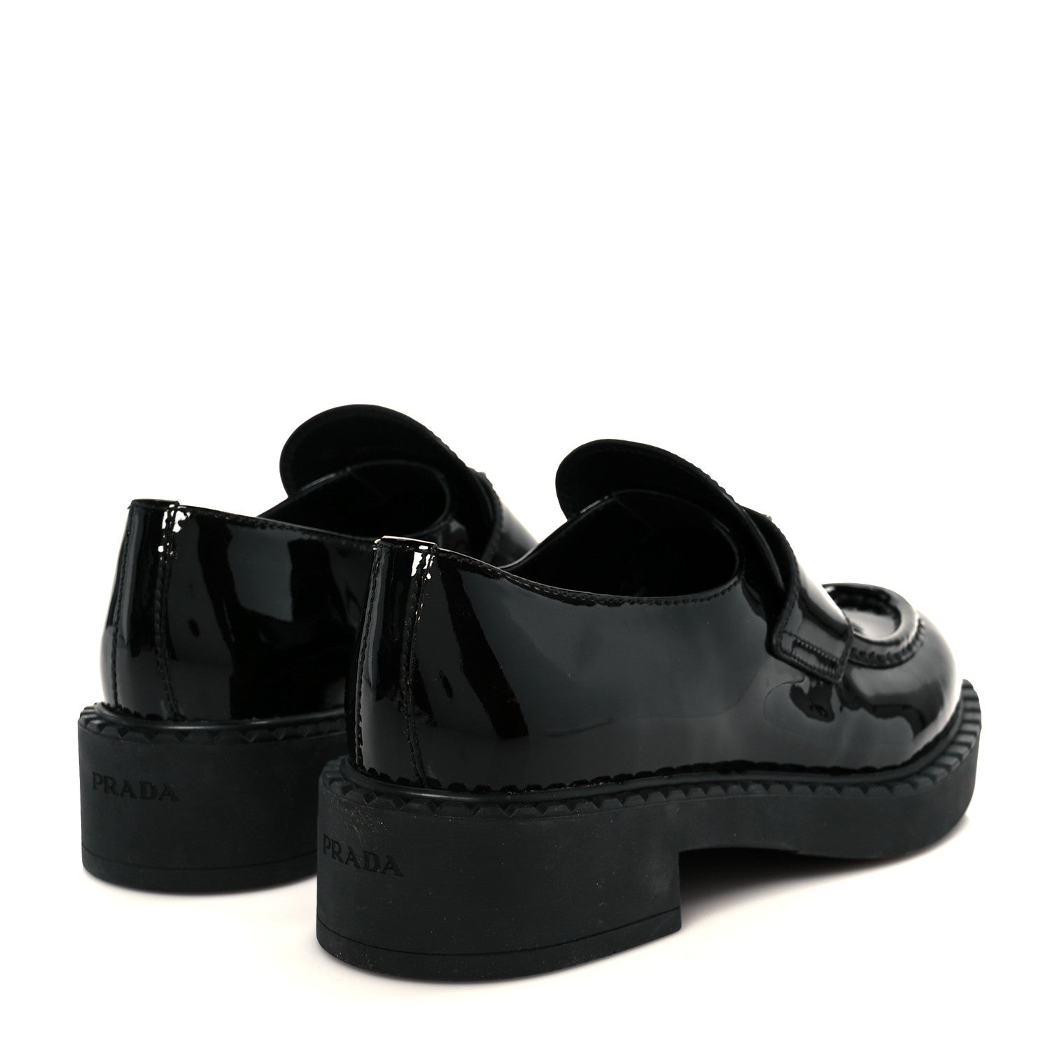 Prada Vernice Metal Triangle Logo 50mm Loafers 39.5 Black 5 of 9