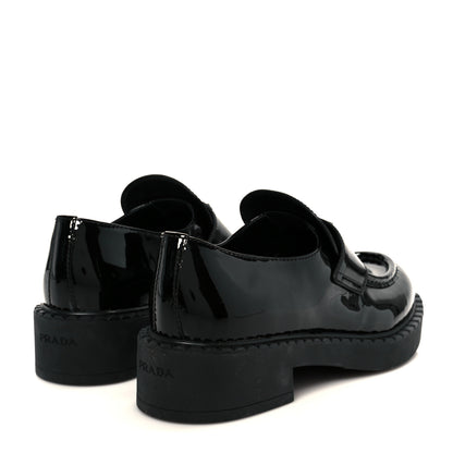 Prada Vernice Metal Triangle Logo 50mm Loafers 39.5 Black 5 of 9