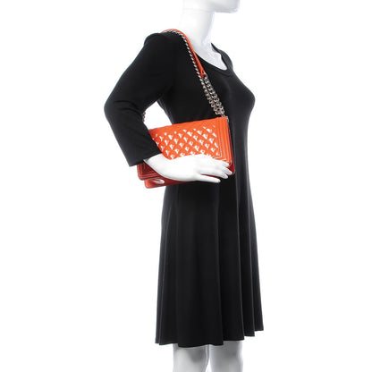 Chanel Patent Quilted Medium Plexiglass Boy Flap Orange 3 of 13