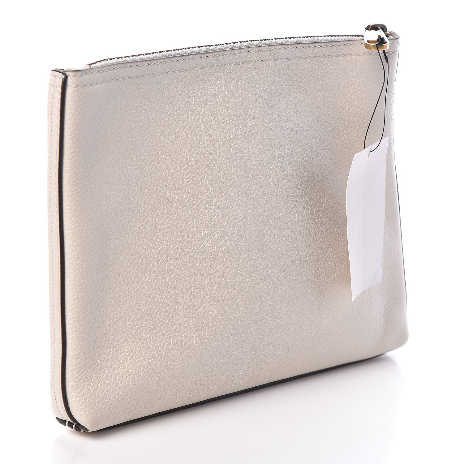 Gucci Pebbled Calfskin Medium Logo Portfolio Clutch White 3 of 6