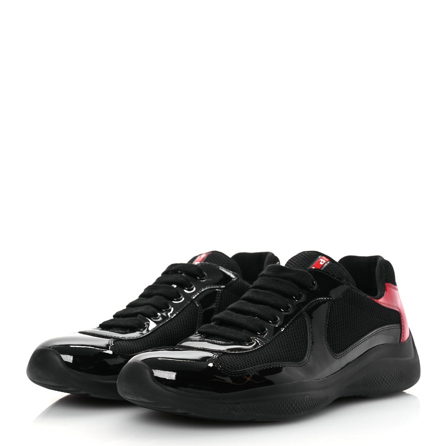 Patent Mens America's Cup Patchwork Sneakers 8 Black Red
