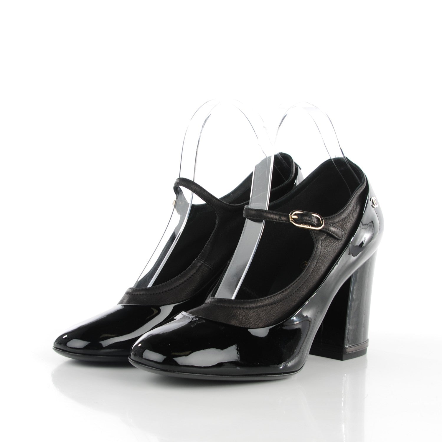 Chanel Patent CC Cap Toe Pumps 39.5 Black 4 of 8