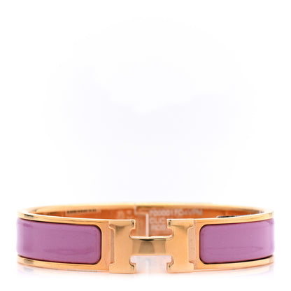 Hermes Enamel Narrow Clic Clac H Bracelet PM Rose Cendre 1 of 5