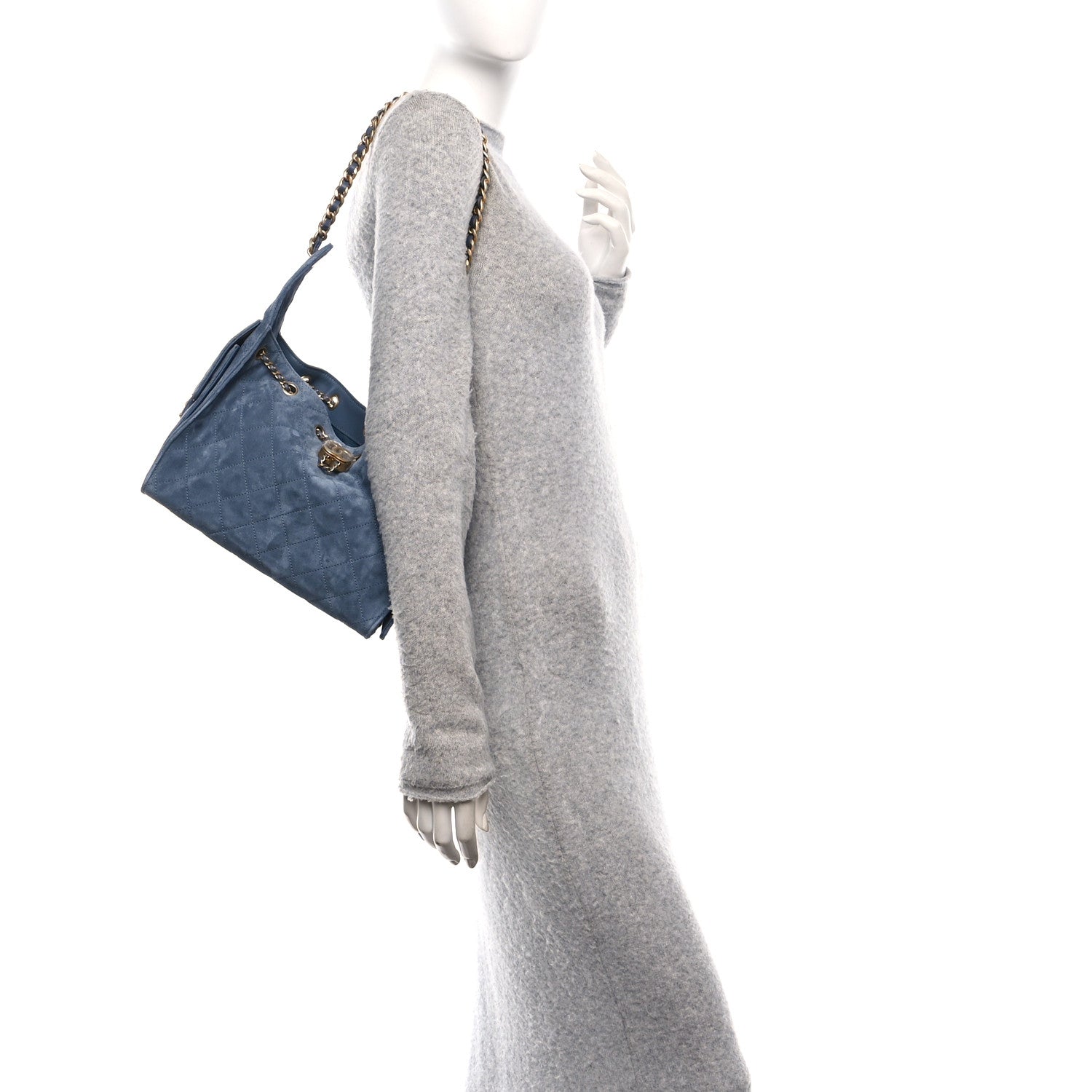 Chanel Suede Quilted Small Chanel 25 Handbag Blue 2 of 11