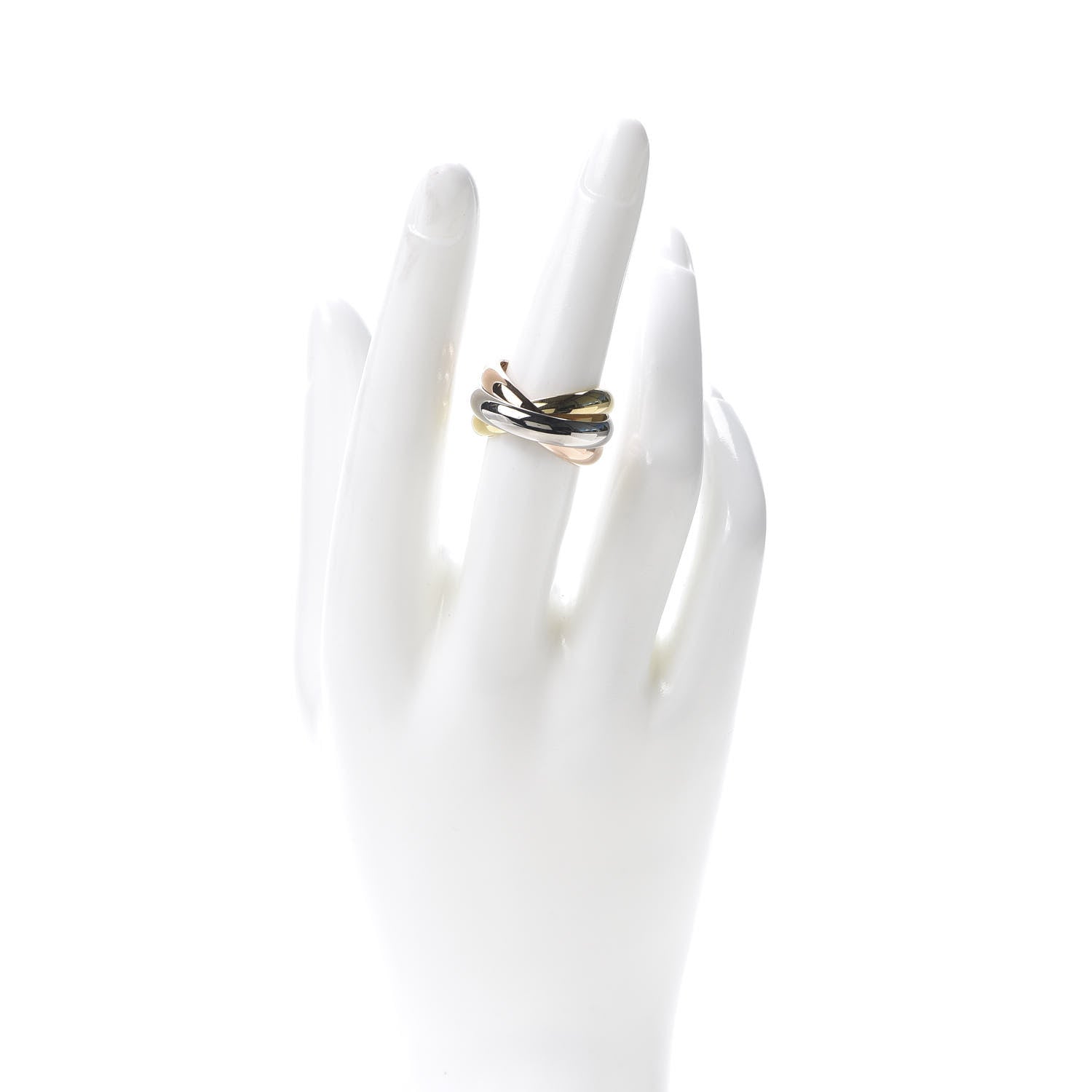 Cartier 18K Pink Yellow White Gold Large Trinity Ring 55 7.25 2 of 4