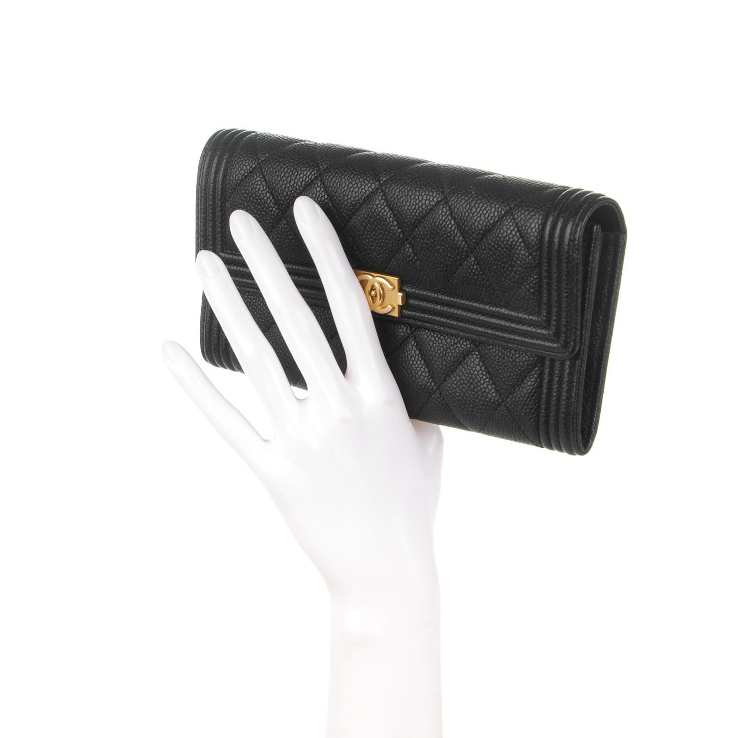 Chanel Caviar Quilted Boy Flap Wallet Black 2 of 8