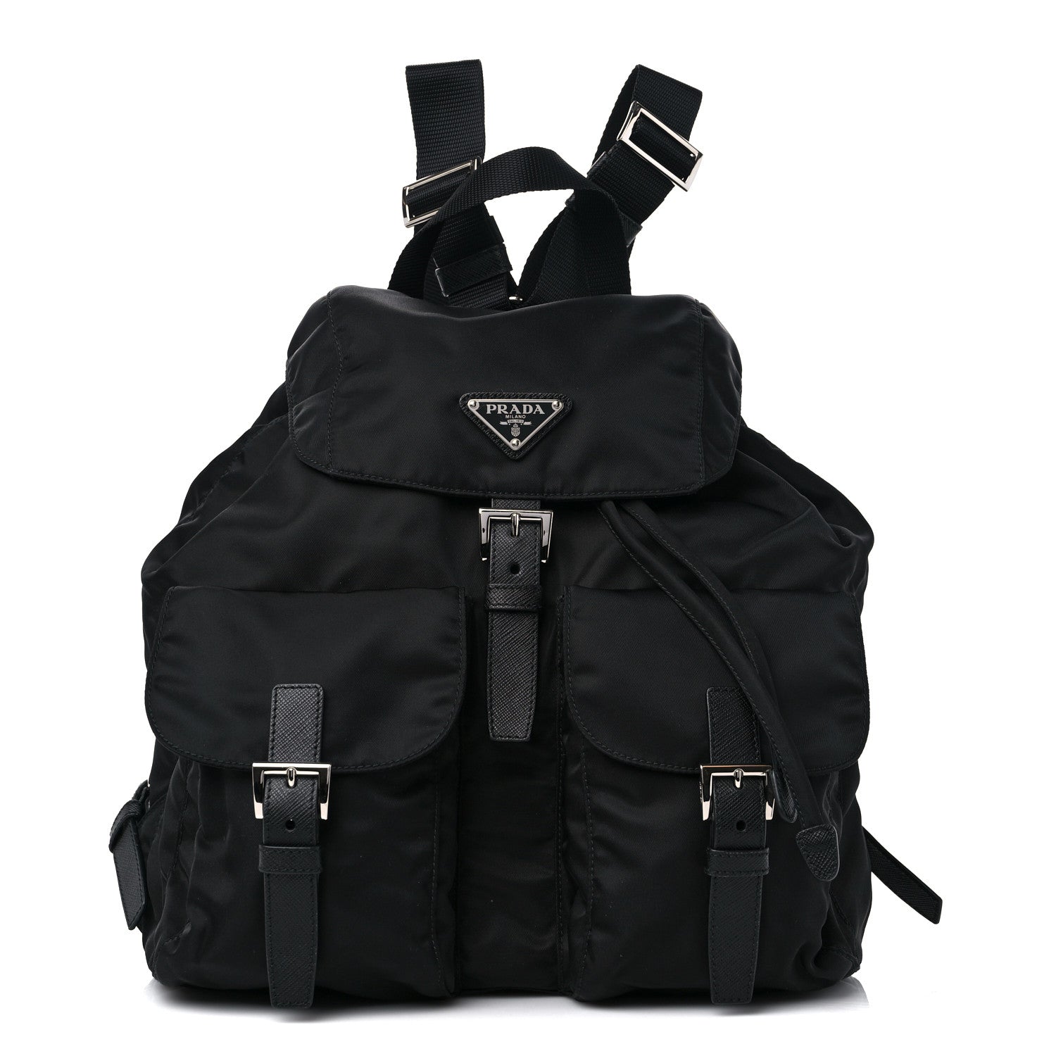 Prada Nylon Vela Saffiano Medium Backpack Black 1 of 8
