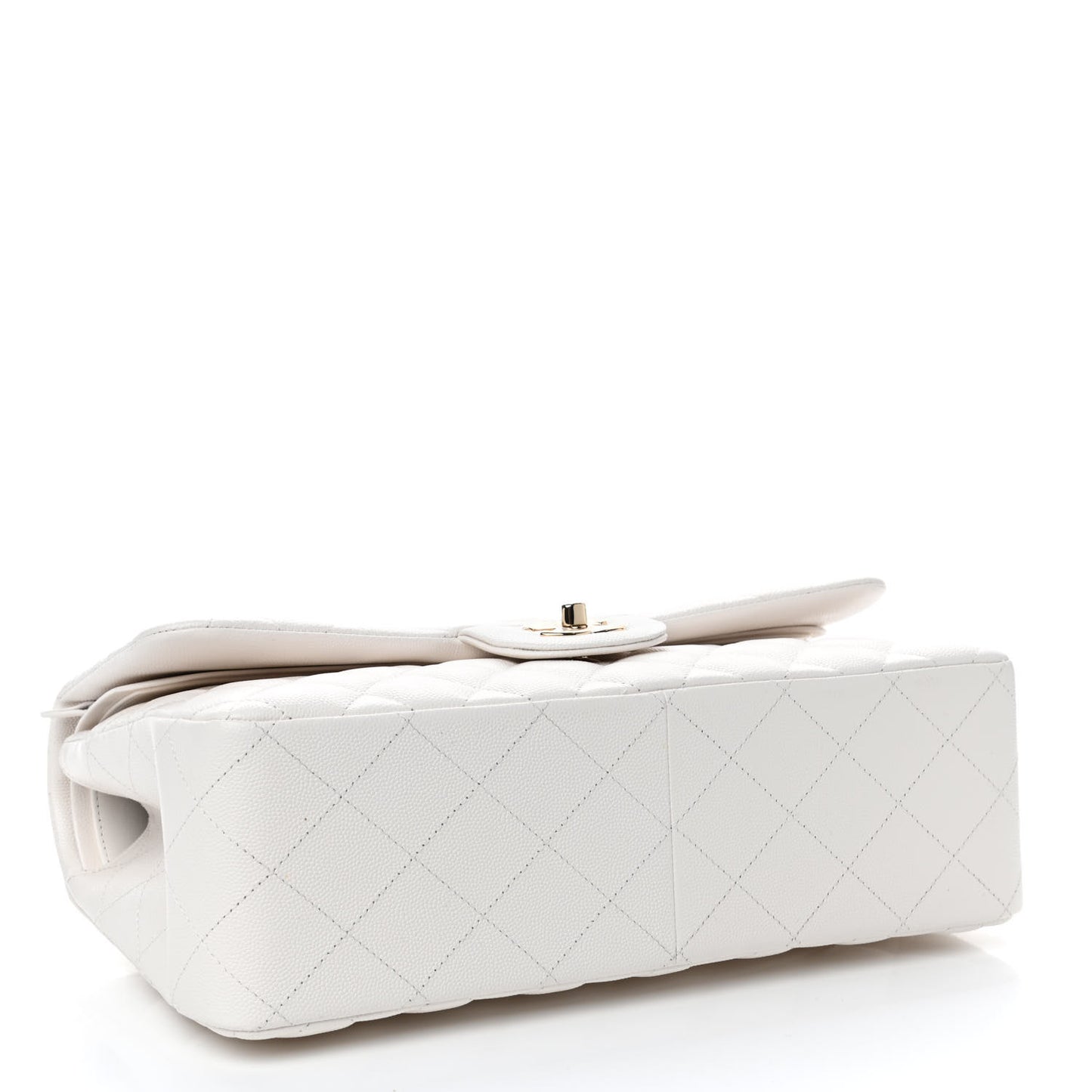 Caviar Quilted Jumbo Double Flap White