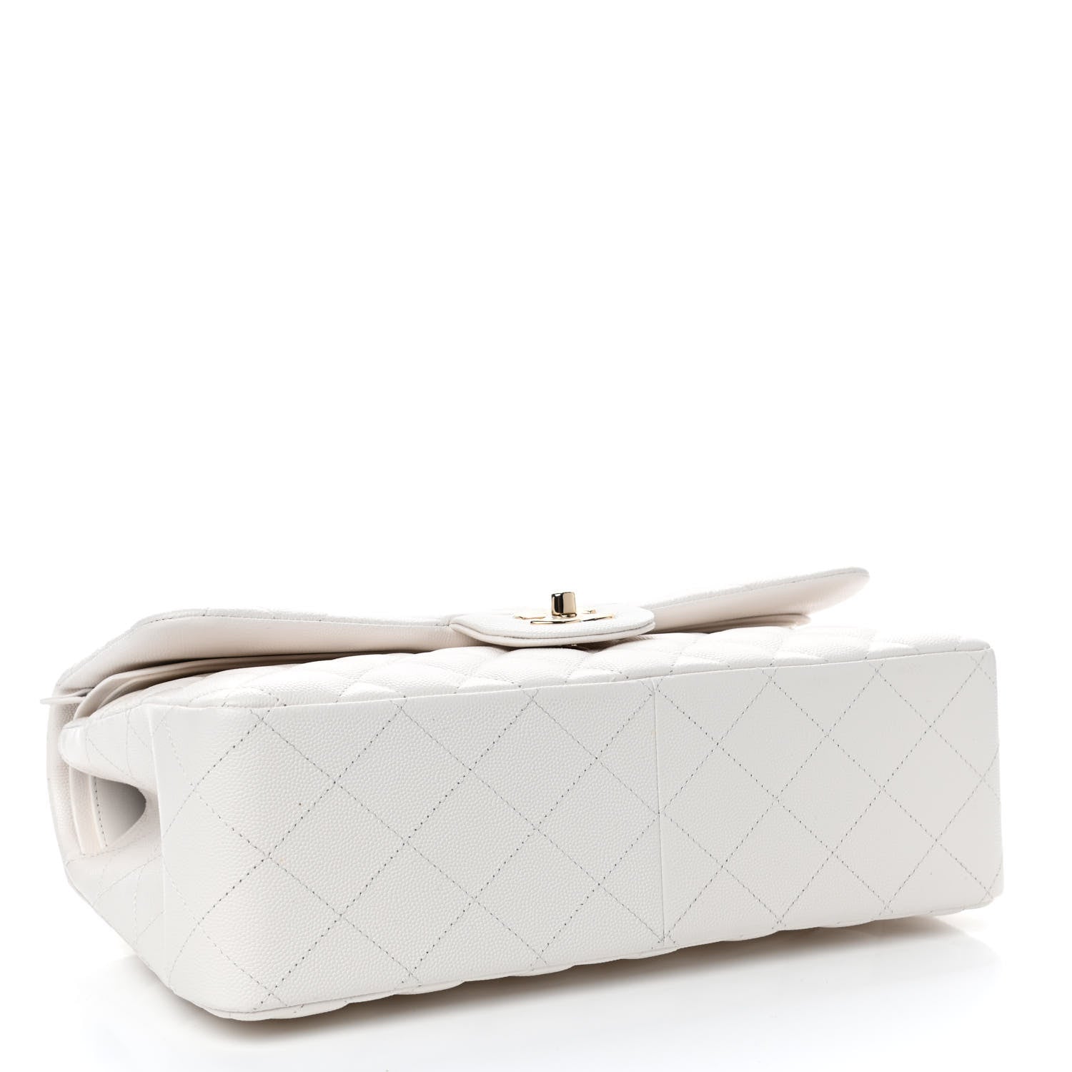 Chanel Caviar Quilted Jumbo Double Flap White 3 of 4