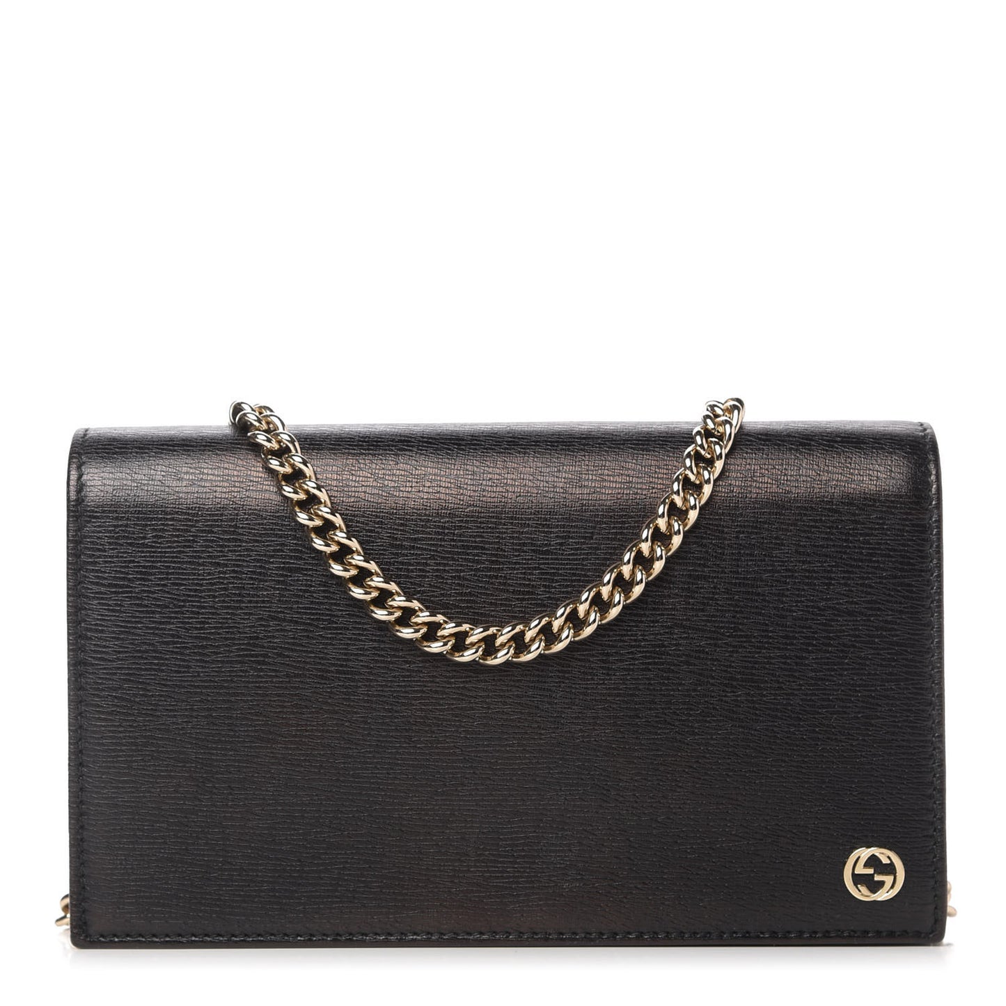 Textured Calfskin Medium Betty Chain Wallet Black