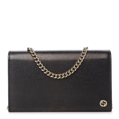 Gucci Textured Calfskin Medium Betty Chain Wallet Black 1 of 10