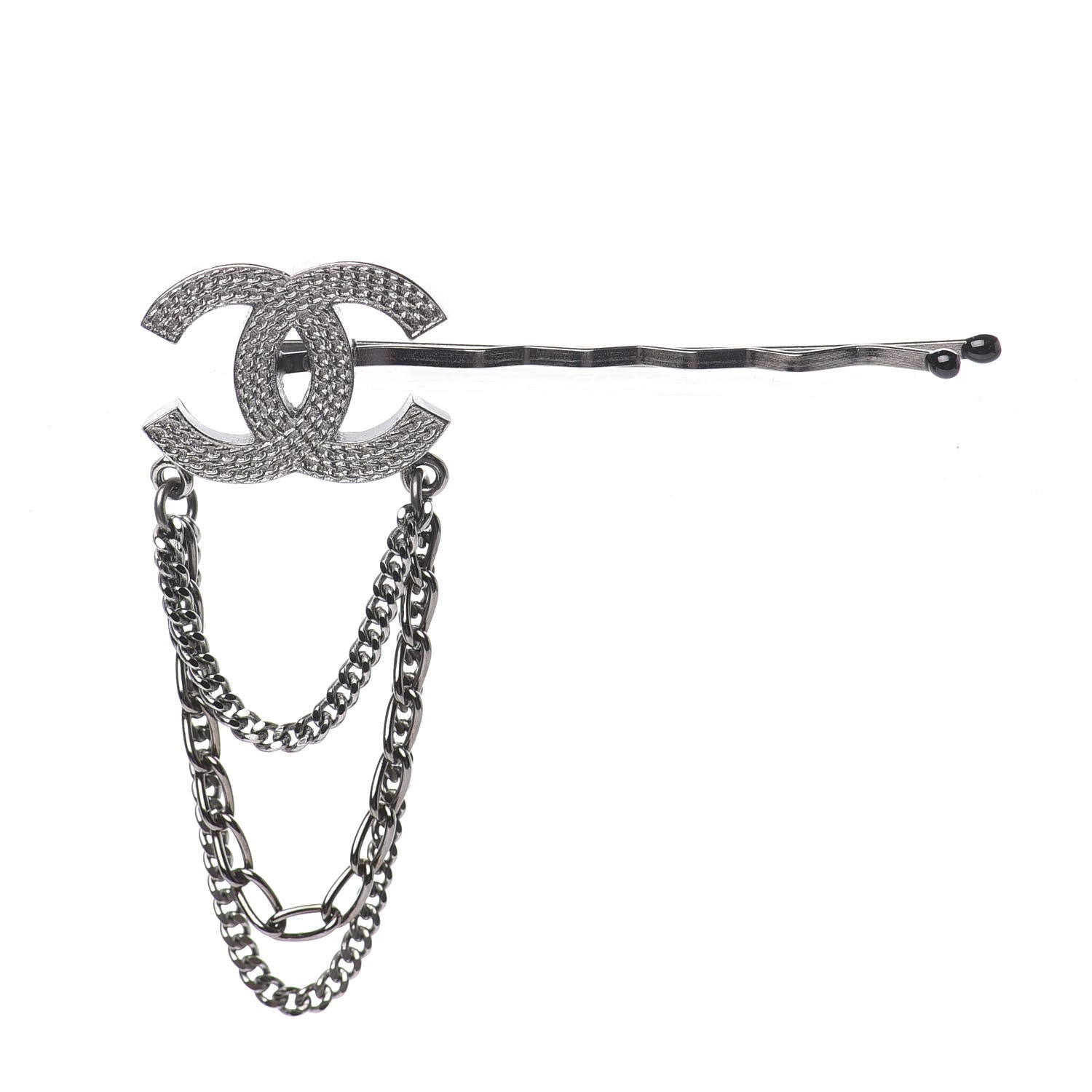 Chanel CC Triple Chain Hair Clip Silver 1 of 4
