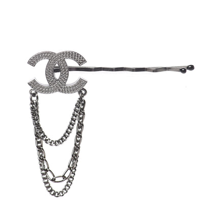 Chanel CC Triple Chain Hair Clip Silver 1 of 4