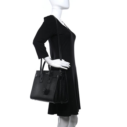 Saint Laurent Lizard Embossed Calfskin Small Sac De Jour Black 2 of 8