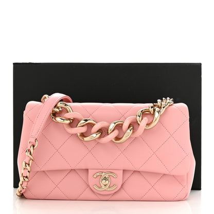 Chanel Lambskin Quilted Resin Bi-Color Chain Flap Bag Pink 11 of 11
