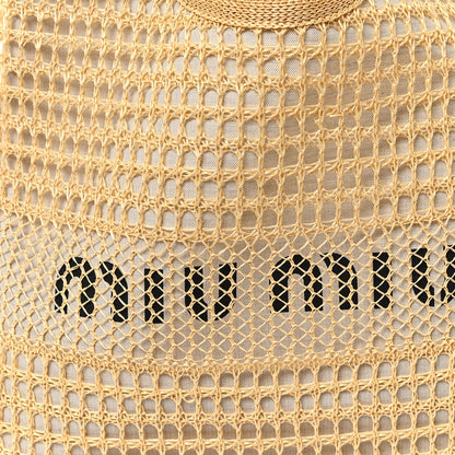 Miu Miu Raffia Effect Linen Logo Ivy Bag Natural 8 of 10