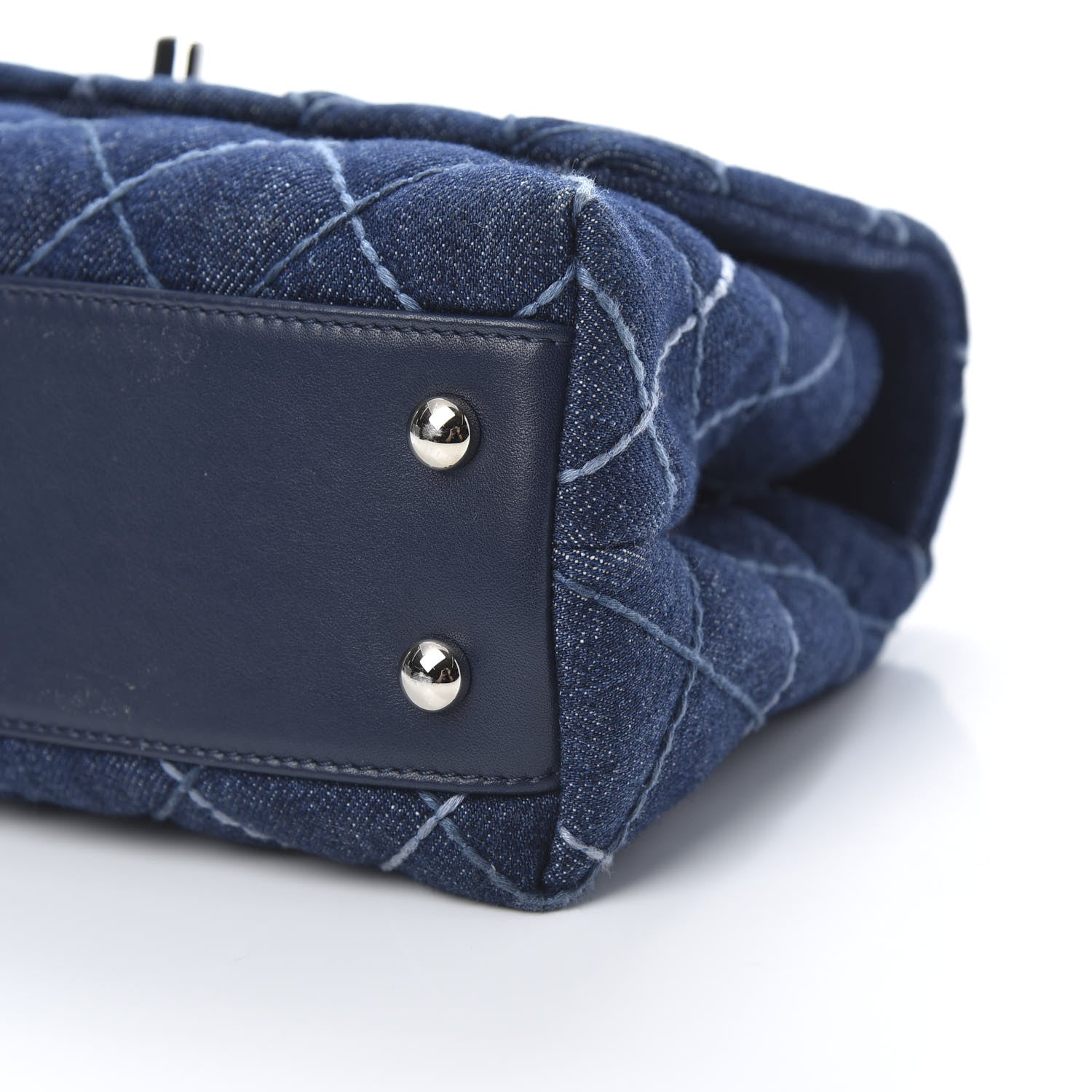 Chanel Denim Quilted Mini Coco Handle Flap Blue 10 of 14