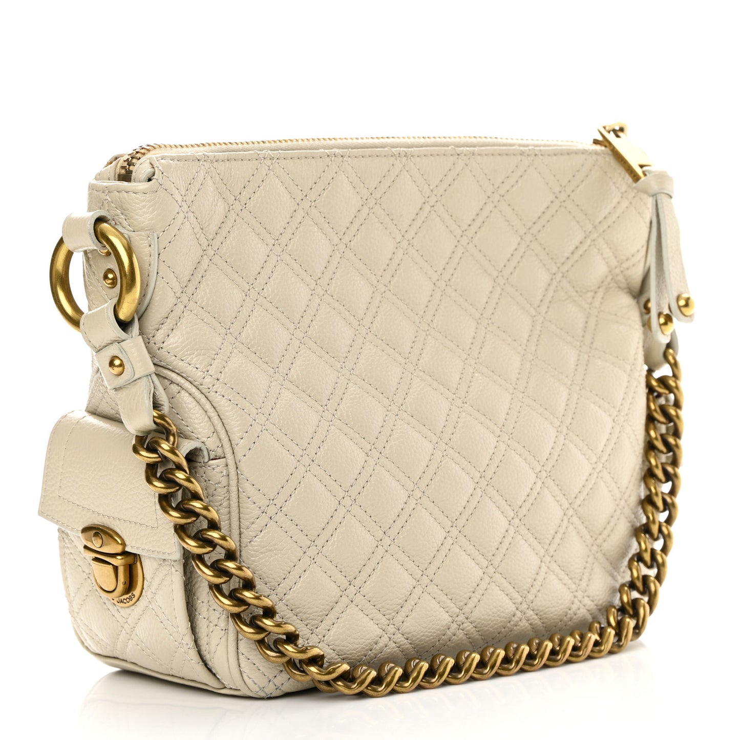 Calfskin Quilted Multipocket Hobo Milk