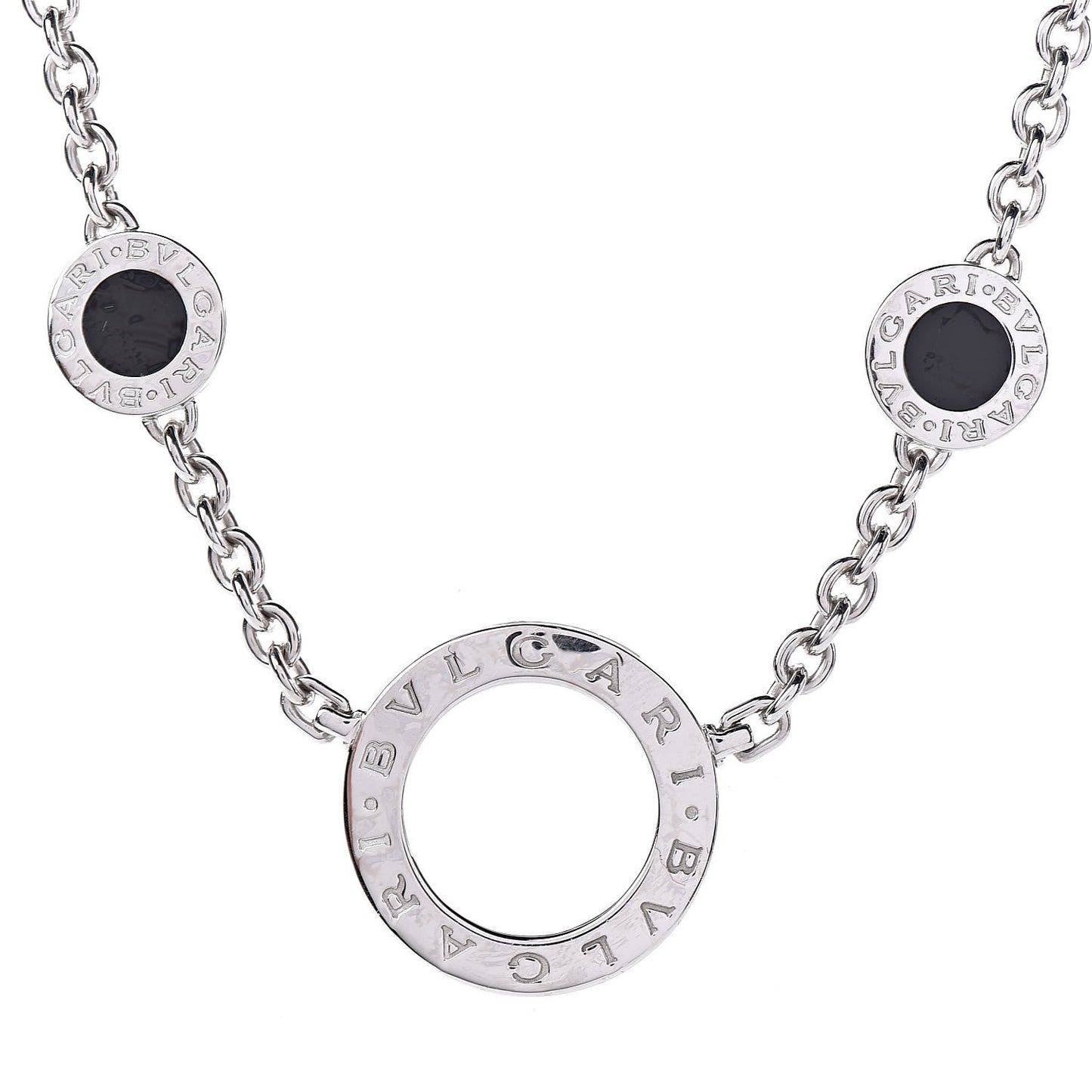 18K White Gold Black Onyx Sautoir Pendant Necklace