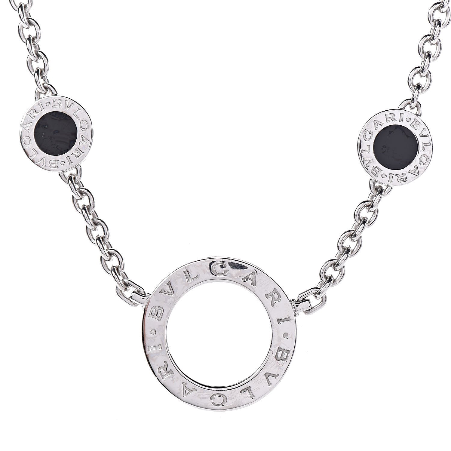 Bulgari 18K White Gold Black Onyx Sautoir Pendant Necklace 3 of 6