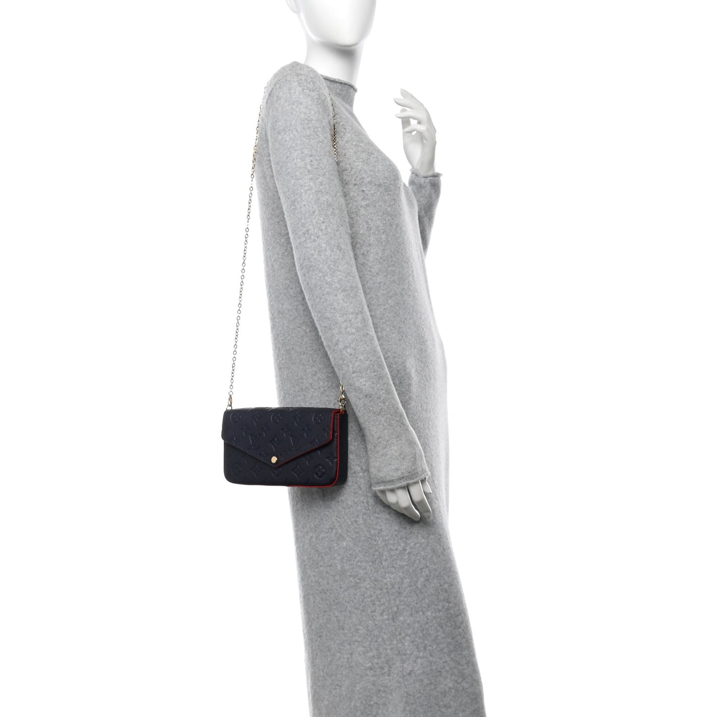 Empreinte Pochette Felicie Chain Wallet Marine Rouge