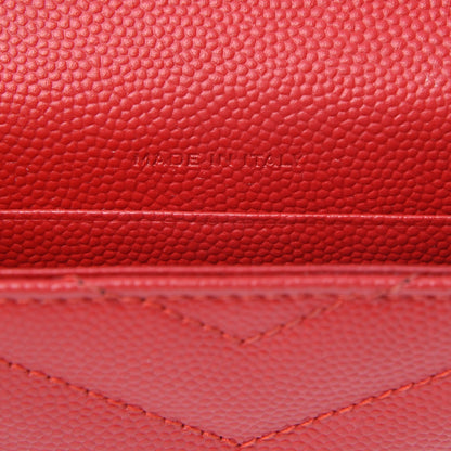 Saint Laurent Grain De Poudre Matelasse Chevron Small Monogram Envelope Wallet New Red 6 of 9