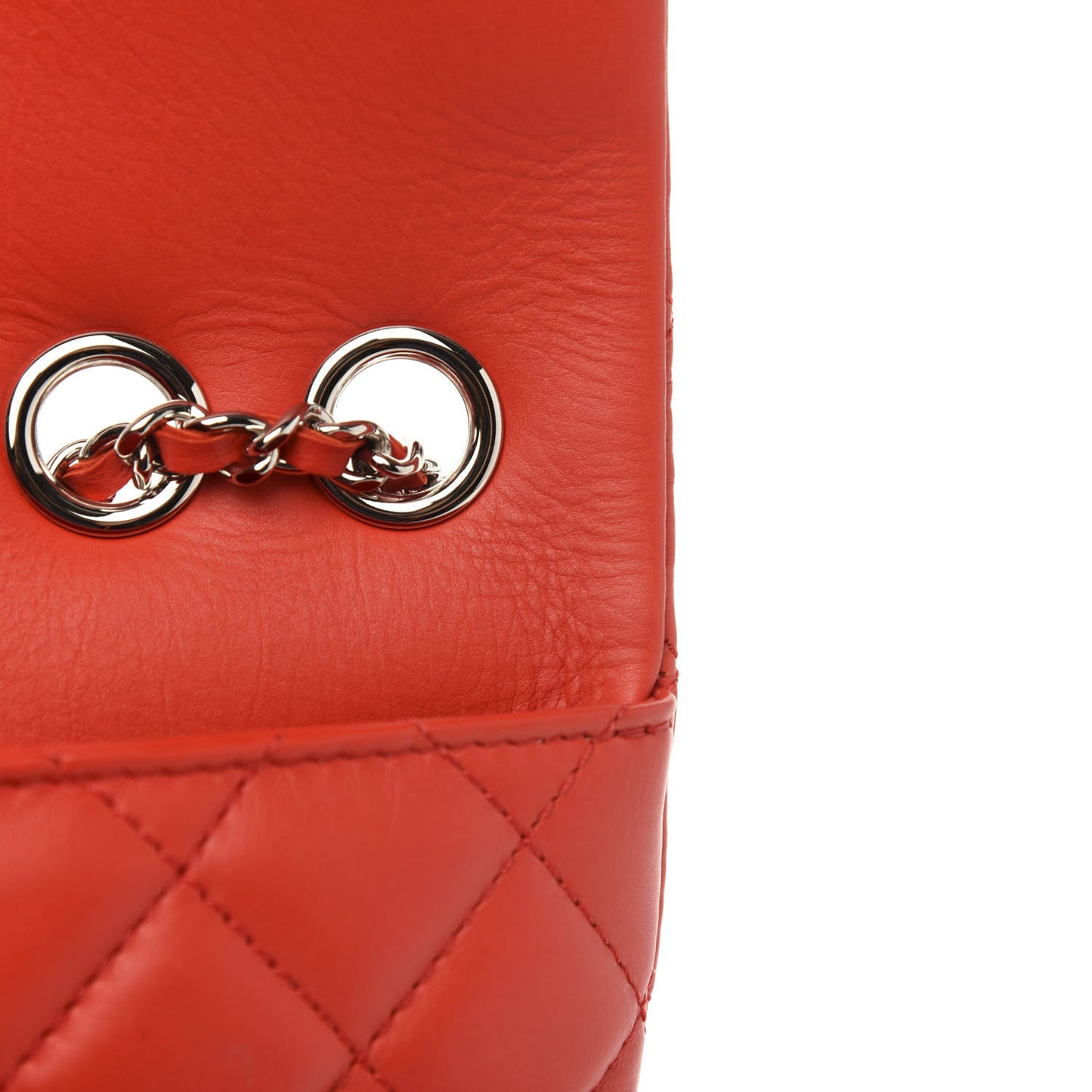 Lambskin Quilted 3 Flap Bag Red