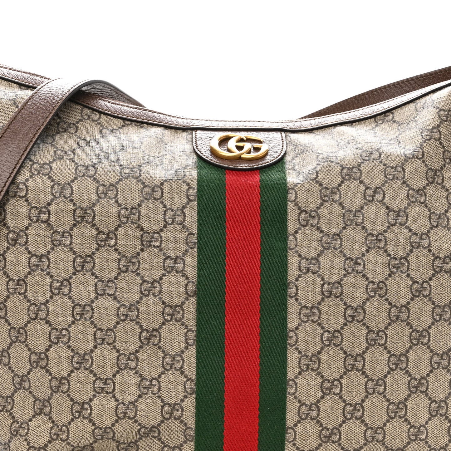 GG Supreme Monogram Web Ophidia Half Moon Hobo Brown