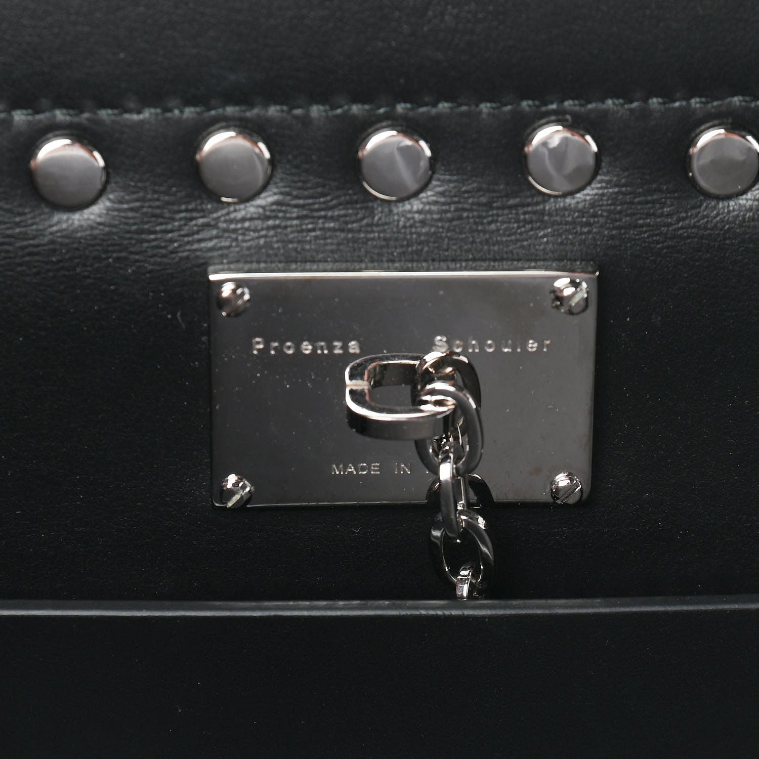 Proenza Schouler Calfskin Medium Studded Hava Top Handle Bag Black 6 of 8