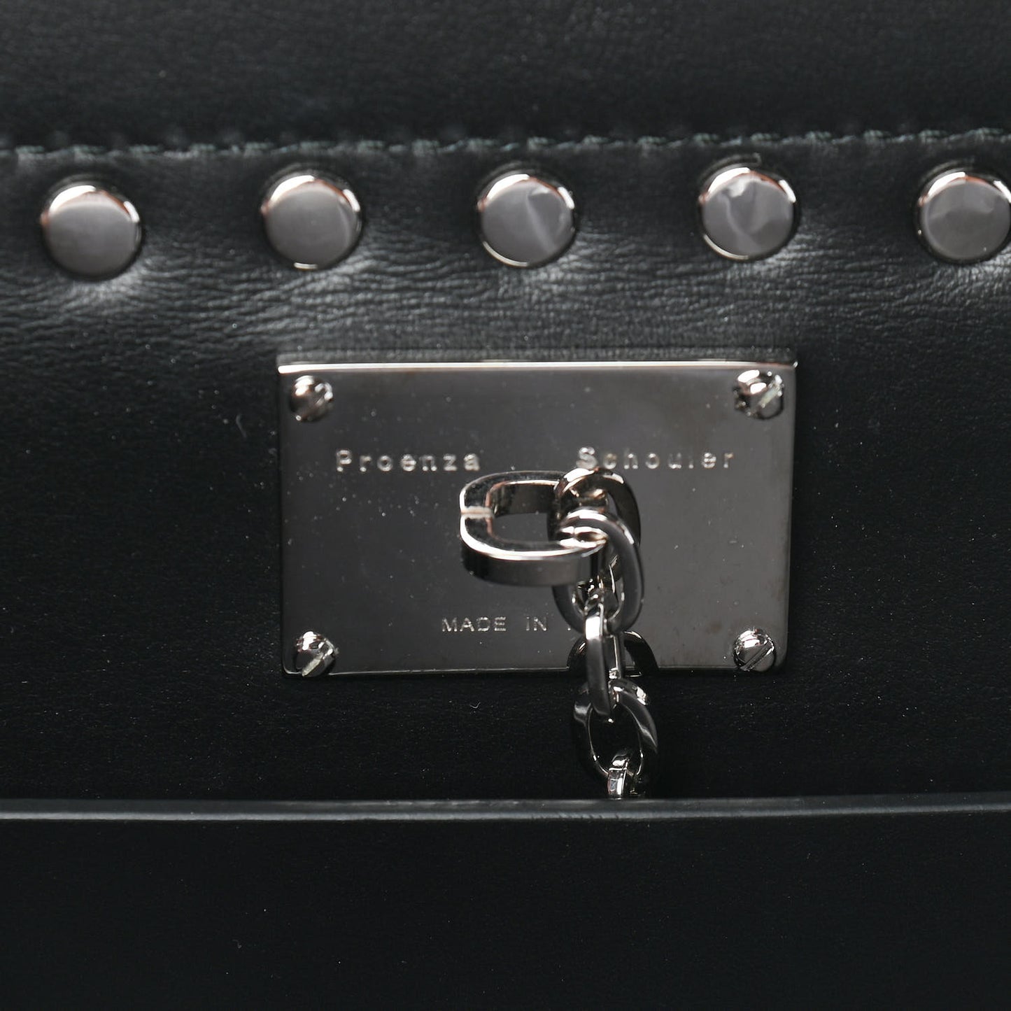 Calfskin Medium Studded Hava Top Handle Bag Black