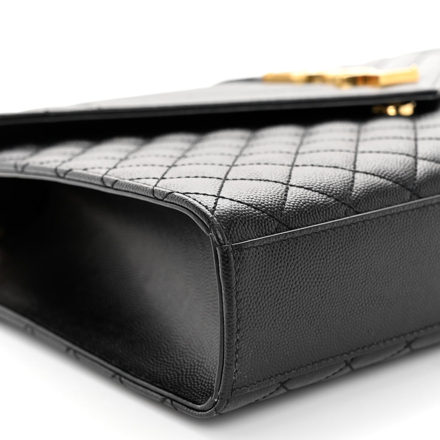 Grain De Poudre Textured Mixed Matelasse Large Triquilt Monogram Satchel Black
