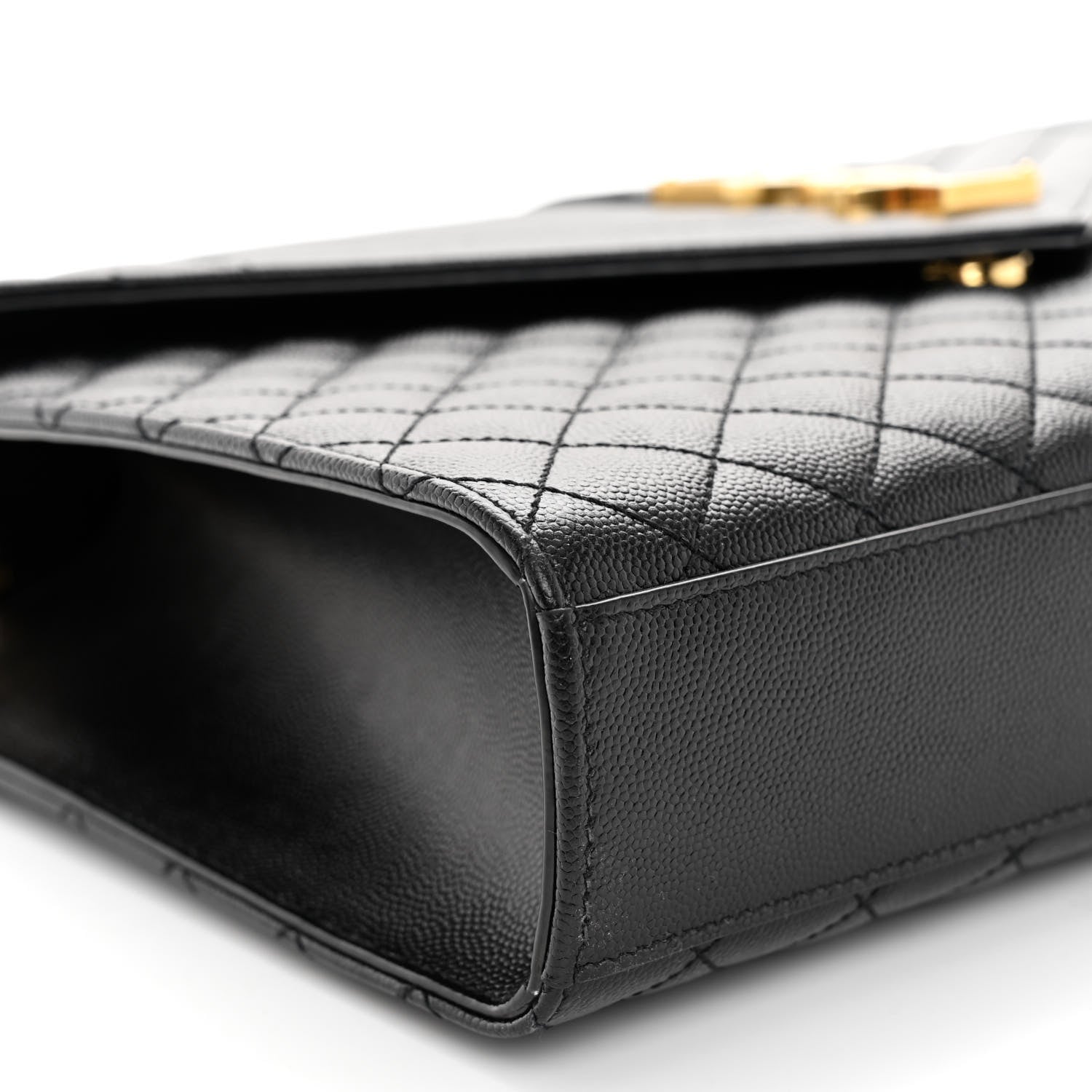 Saint Laurent Grain De Poudre Textured Mixed Matelasse Large Triquilt Monogram Satchel Black 8 of 9