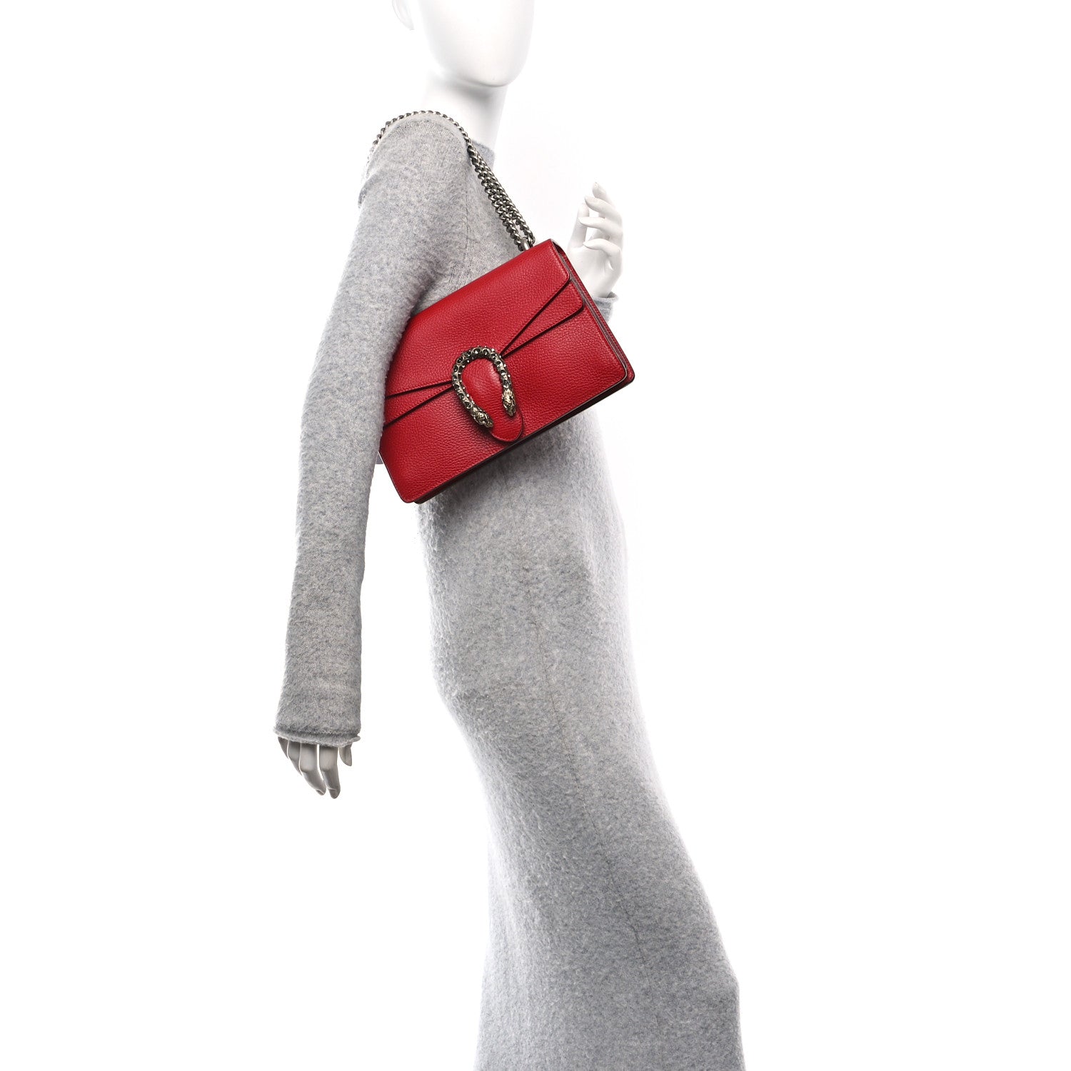 Gucci Dollar Calfskin Swarovski Crystal Small Dionysus Shoulder Bag Hibiscus Red 2 of 10