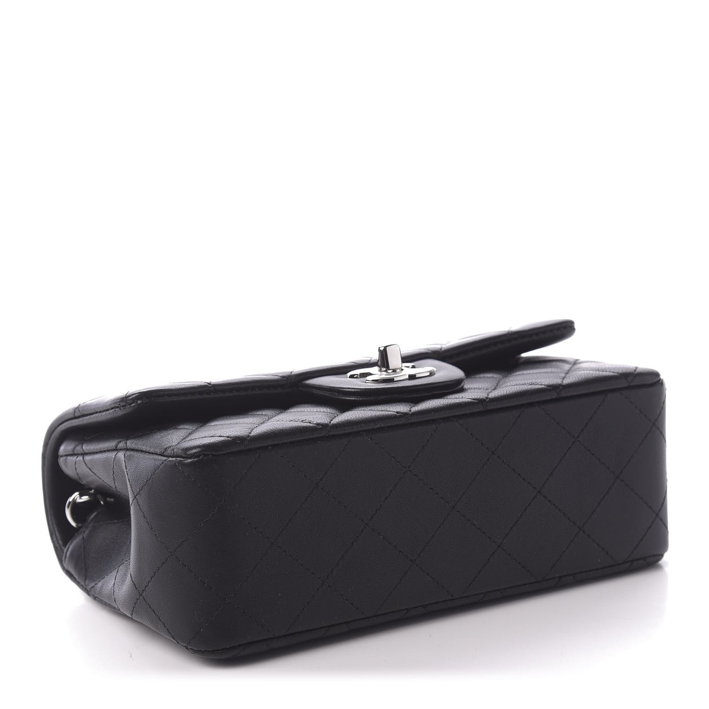 Lambskin Quilted Mini Rectangular Flap Black