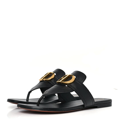 Christian Dior Calfskin 30 Montaigne Thong Sandals 36 Black 3 of 8